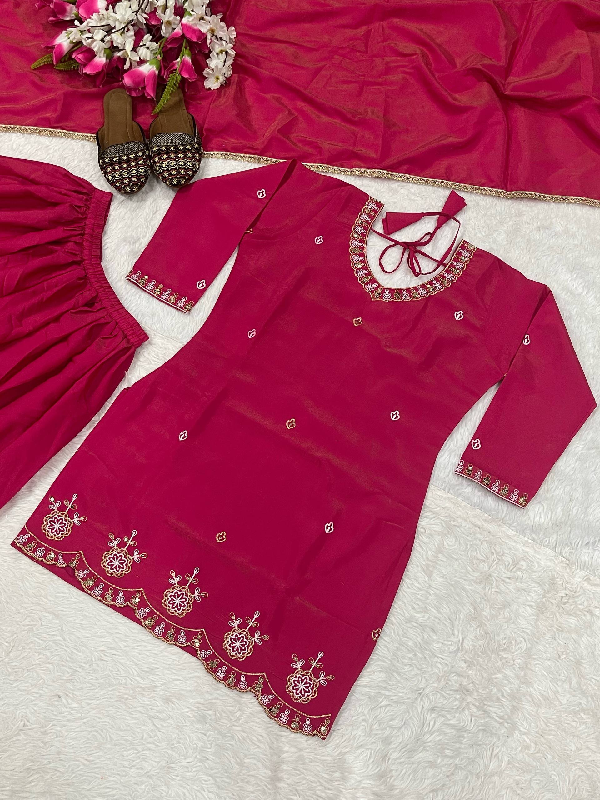 Radiant Rani Pink Embroidered Silk Couture